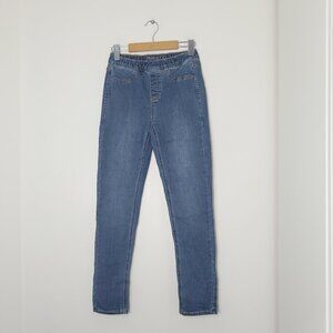 Parasuco Women's Blue Denim Mid Rise Slip on Fitted Jeans Elastic Waist Size 4